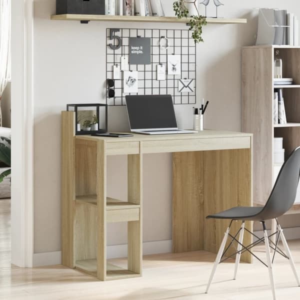 vidaXL Skrivebord sonoma eik 103,5x56,5x94 cm konstruert tre