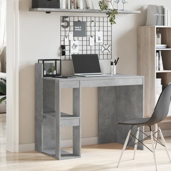 vidaXL Työpöytä betoninharmaa 103,5x56,5x94 cm tekninen puu