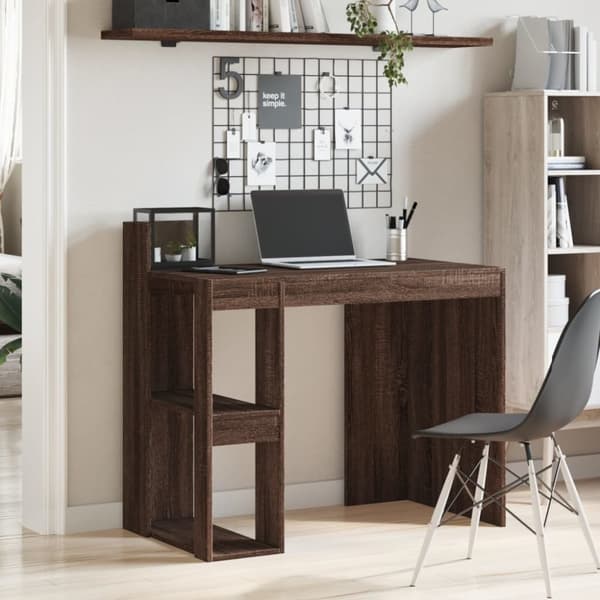 vidaXL Skrivbord brun ek 103,5x56,5x94 cm konstruerat trä
