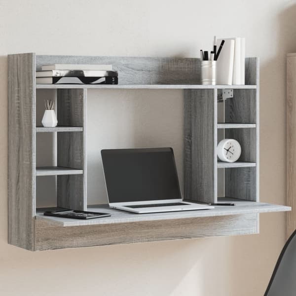 vidaXL væghængt skrivebord 105x48x75 cm konstrueret træ grå sonoma-eg
