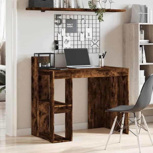 vidaXL Skrivbord rökfärgad ek 103,5x56,5x94 cm konstruerat trä