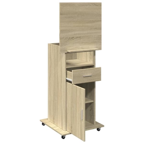 vidaXL Talarstol med hjul & låda sonoma-ek 55x55x107cm konstruerat trä