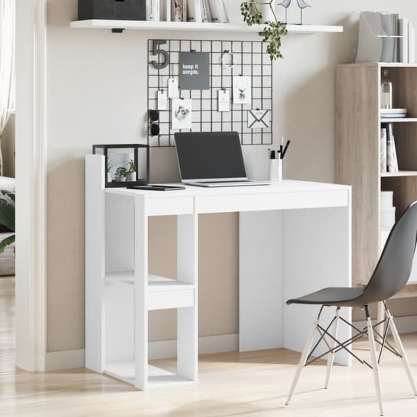 vidaXL Skrivbord vit 103,5x56,5x94 cm konstruerat trä