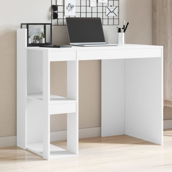 vidaXL Skrivbord vit 103,5x56,5x94 cm konstruerat trä