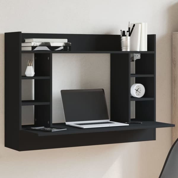 vidaXL væghængt skrivebord 105x48x75 cm konstrueret træ sort