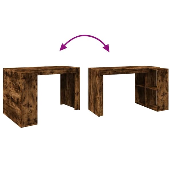 vidaXL skrivebord 123,5x73,5x75 cm konstrueret træ røget egetræsfarve