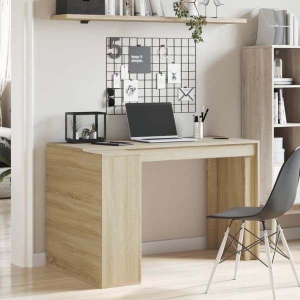 vidaXL Skrivbord sonoma-ek 123,5x73,5x75 cm konstruerat trä