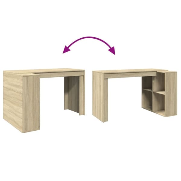 vidaXL skrivebord 123,5x73,5x75 cm konstrueret træ sonoma-eg