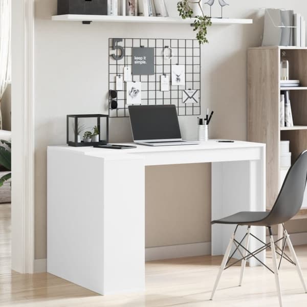 vidaXL skrivebord 123,5x73,5x75 cm konstrueret træ hvid