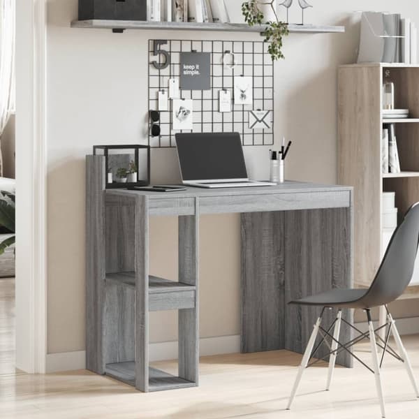 vidaXL skrivebord 103,5x56,5x94 cm konstrueret træ grå sonoma-eg