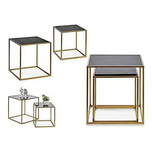 2-bordsset Svart Gyllene 50 x 50 x 50 cm