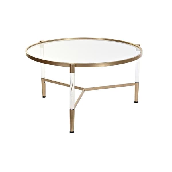 Soffbord DKD Home Decor Glamour Transparent Gyllene Akryl Metall 87 x 87 x 50 cm
