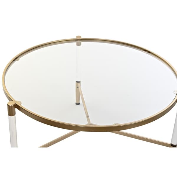 Soffbord DKD Home Decor Glamour Transparent Gyllene Akryl Metall 87 x 87 x 50 cm