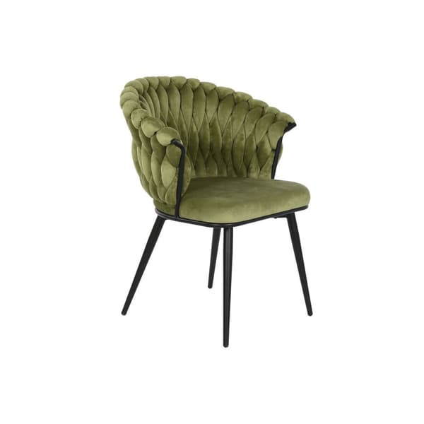 Stol DKD Home Decor Svart Grön Polyester Sammet Metall 66 x 60 x 84 cm