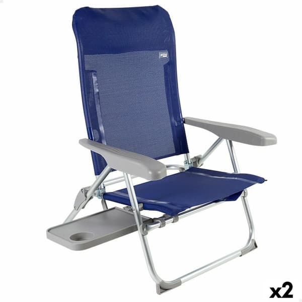 Strandstol Aktive Slim Hopfällbar Marinblå 47 x 89 x 57 cm (2 antal)