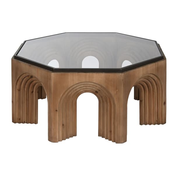 Soffbord Home ESPRIT Glas Granträ 99 x 99 x 46 cm