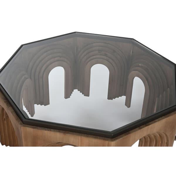 Soffbord Home ESPRIT Glas Granträ 99 x 99 x 46 cm