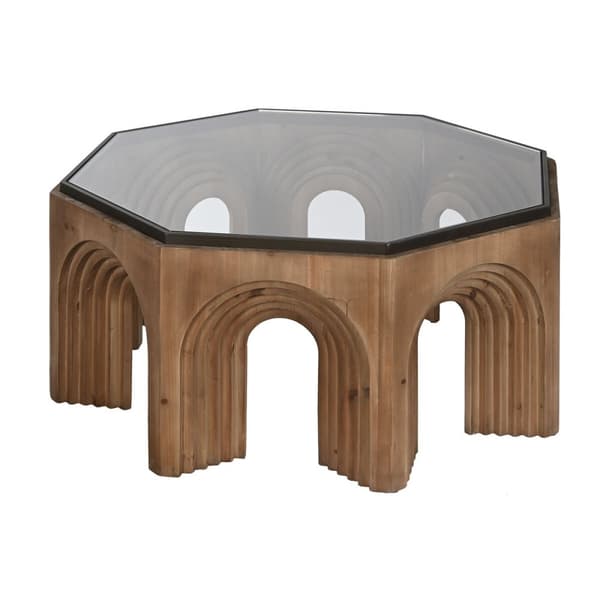 Soffbord Home ESPRIT Glas Granträ 99 x 99 x 46 cm