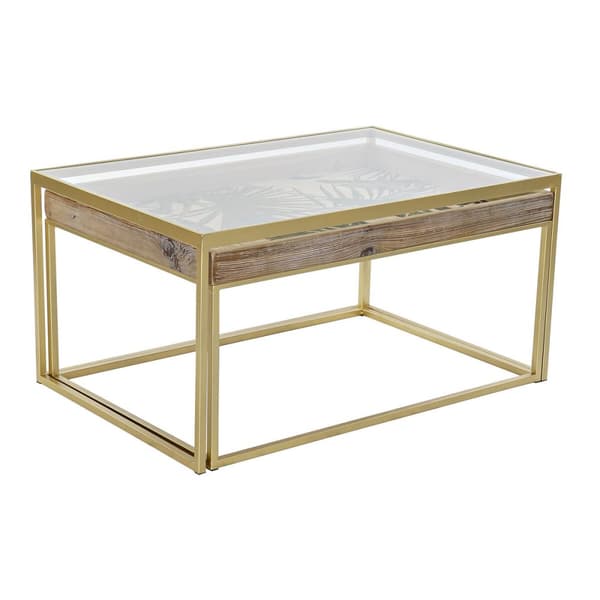 Sofabord DKD Home Decor Gylden Natur 90 x 60 x 45 cm
