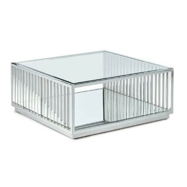 Sofabord DKD Home Decor Gennemsigtig Sølvfarvet Stål Spejl 100 x 100 x 45 cm