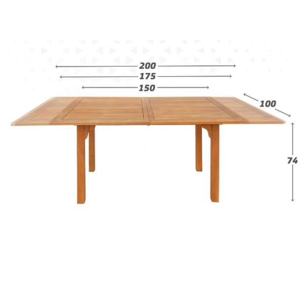 Bord der kan slås ud Aktive Akacie 200 x 74 x 100 cm