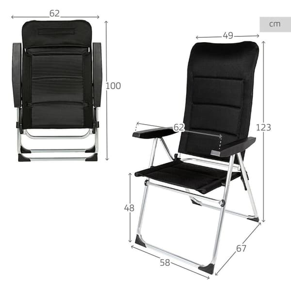 Strandkurv Aktive Deluxe Foldbar Sort 49 x 123 x 67 cm (2 enheder)