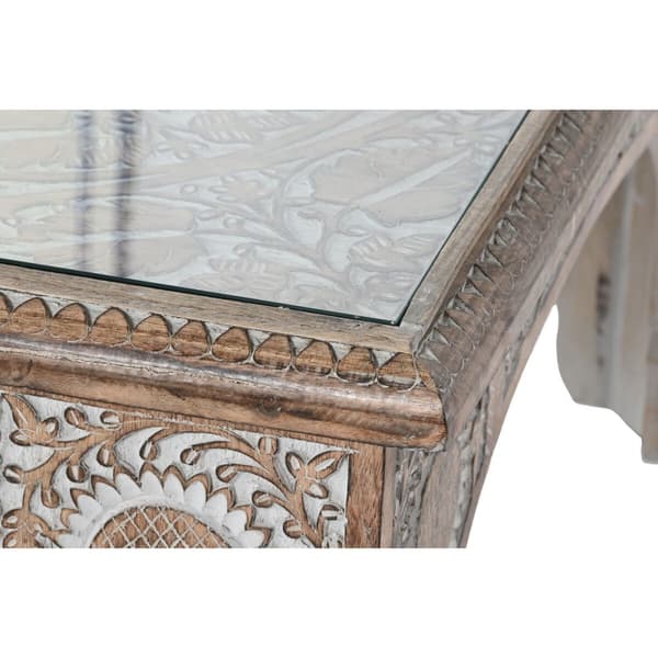 Senterbord DKD Home Decor 81 x 81 x 45 cm Krystall Aluminium Treverk av mangotre