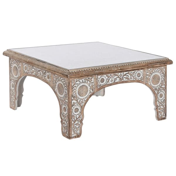 Senterbord DKD Home Decor 81 x 81 x 45 cm Krystall Aluminium Treverk av mangotre