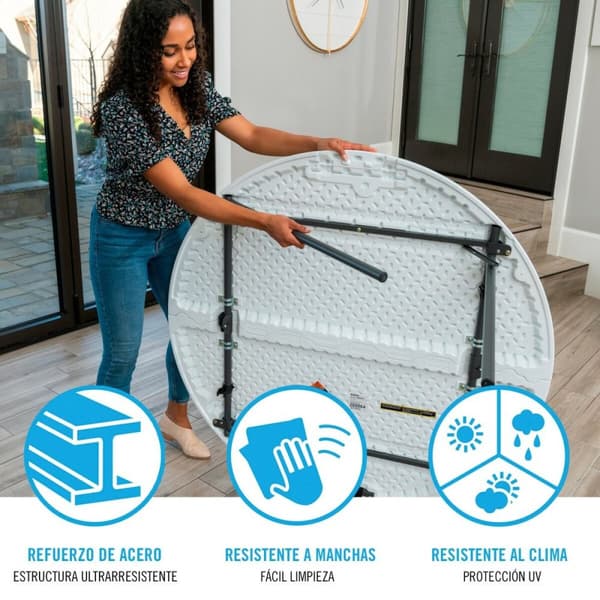 Klappbord Lifetime Hvit 122 x 73,5 x 122 cm Stål Plast