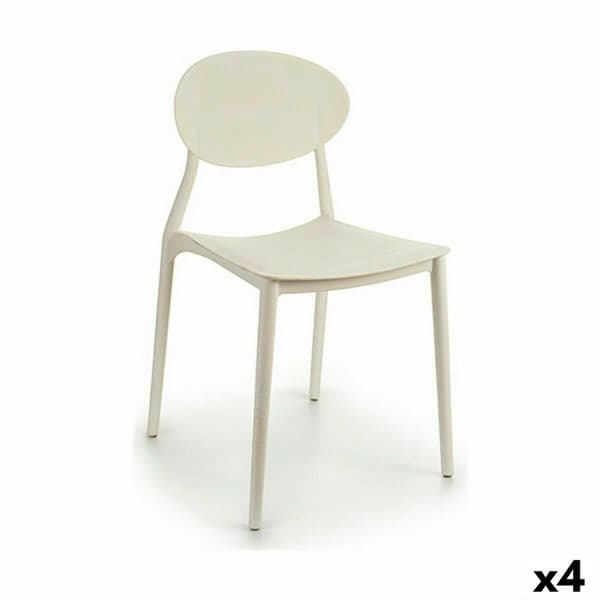 Middagsstol Hvit Plast 41 x 81 x 49 cm (4 enheter)