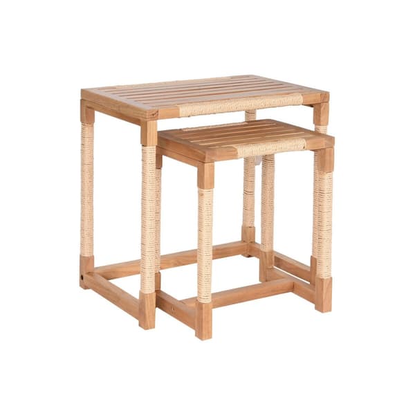 Sett med 2 bord Home ESPRIT Naturell Tau Gran 58 x 38 x 60 cm