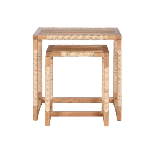 Sett med 2 bord Home ESPRIT Naturell Tau Gran 58 x 38 x 60 cm