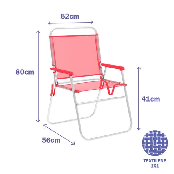 Polstrede Campingstolen Marbueno Koral 52 x 80 x 56 cm