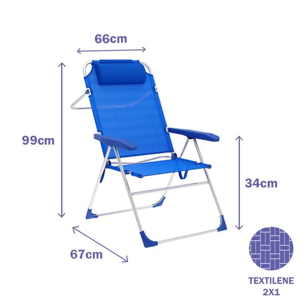 Polstrede Campingstolen Marbueno Blå 67 x 99 x 66 cm