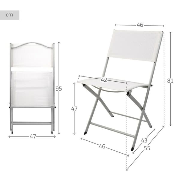 Polstrede Campingstolen Aktive Hvit 46 x 81 x 55 cm (4 enheter)