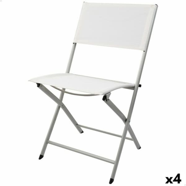 Polstrede Campingstolen Aktive Hvit 46 x 81 x 55 cm (4 enheter)