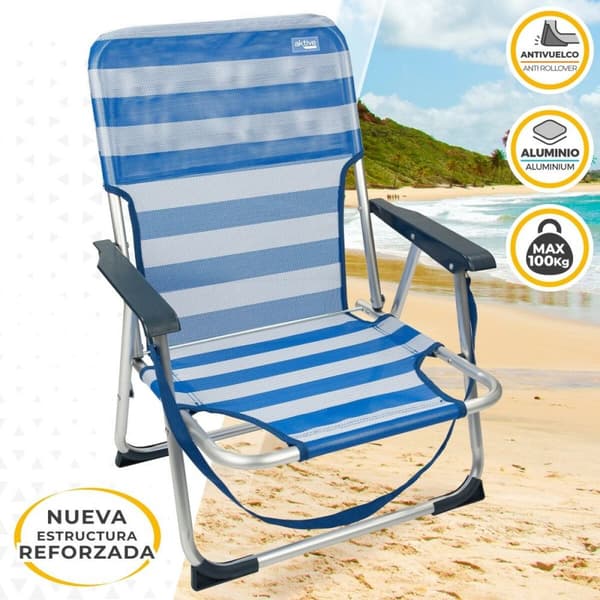 Strandstol Aktive Sammenleggbar Blå 44 x 72 x 35 cm (4 enheter)