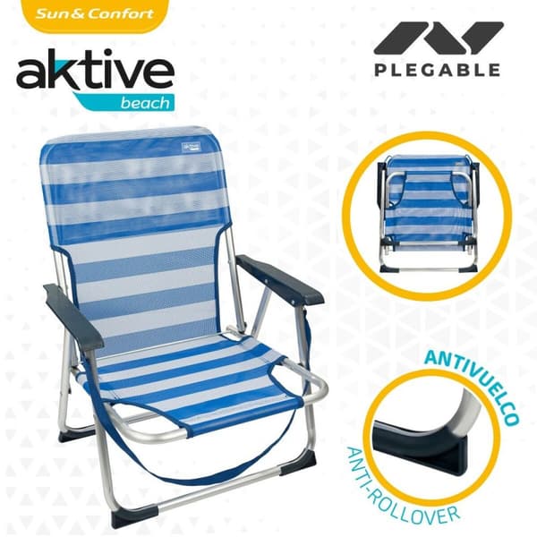 Strandstol Aktive Sammenleggbar Blå 44 x 72 x 35 cm (4 enheter)