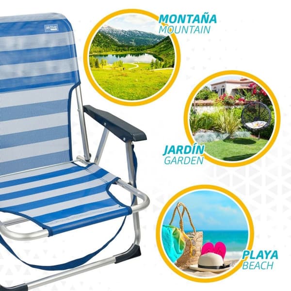 Strandstol Aktive Sammenleggbar Blå 44 x 72 x 35 cm (4 enheter)