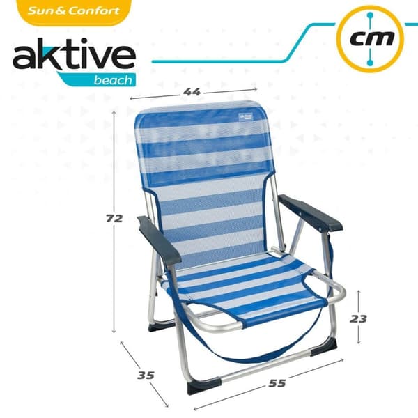 Strandstol Aktive Sammenleggbar Blå 44 x 72 x 35 cm (4 enheter)