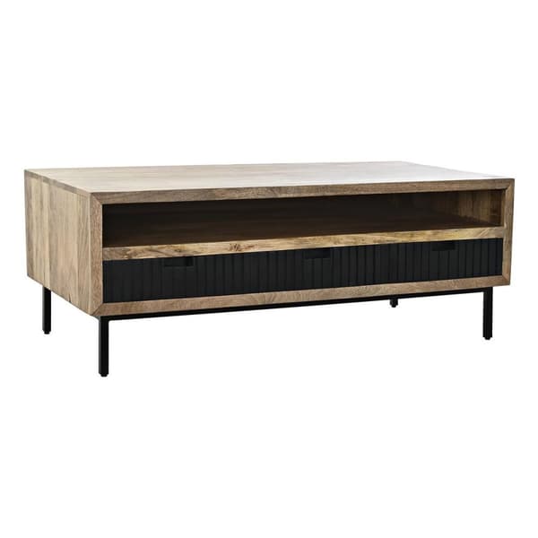 Soffbord DKD Home Decor Svart Ljusbrun Metall Mangoträ 120 x 60 x 45 cm