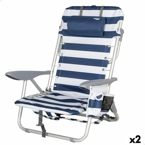Strandstol Aktive Blå Vit 50 x 76 x 45 cm (2 antal)