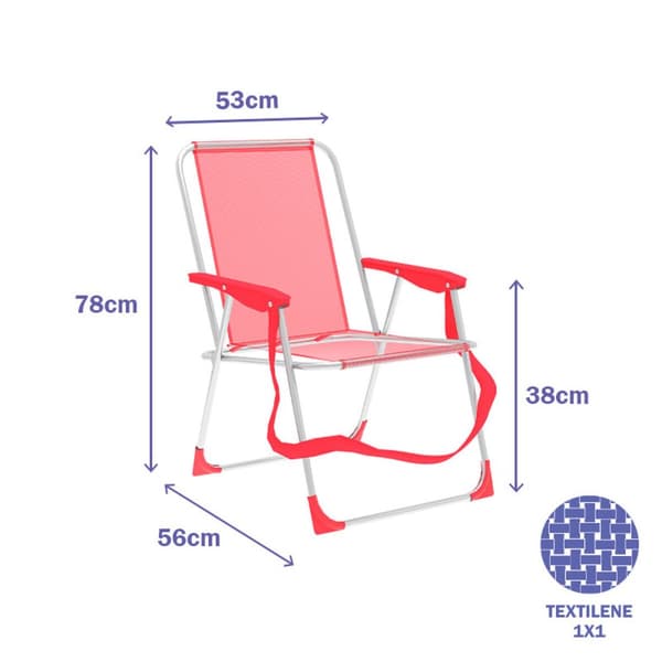 Polstrede Campingstol Marbueno Koral 59 x 83 x 51 cm