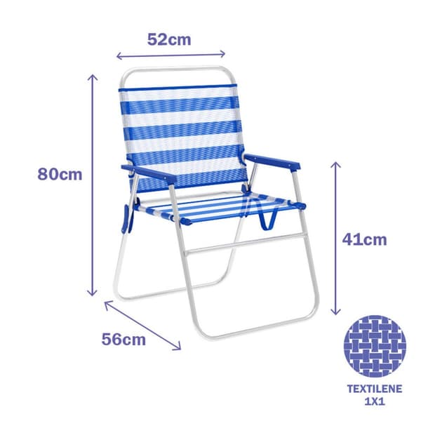 Folding Chair Marbueno Raidat Sininen Valkoinen 52 x 80 x 56 cm