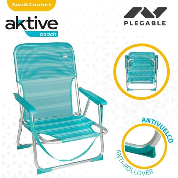 Strandkurv Aktive Turkisblå 44 x 72 x 35 cm Aluminium Foldbar (4 enheder)