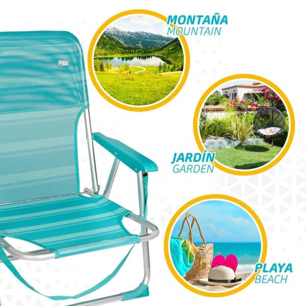 Strandkurv Aktive Turkisblå 44 x 72 x 35 cm Aluminium Foldbar (4 enheder)