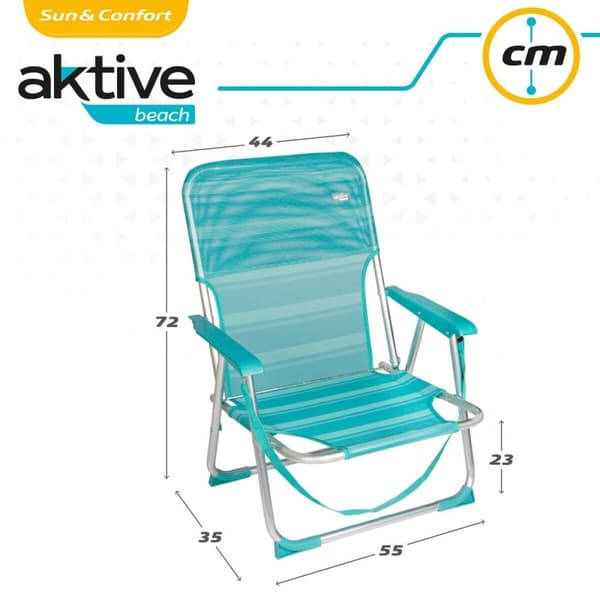 Strandkurv Aktive Turkisblå 44 x 72 x 35 cm Aluminium Foldbar (4 enheder)