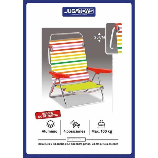 Sammenfoldelig stol med nakkestøtte 80 x 65 x 45 cm Til flere positioner Stribet