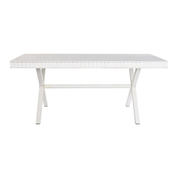 Ruokapöytä DKD Home Decor Valkoinen Metalli Mangopuu 180 x 90 x 76 cm