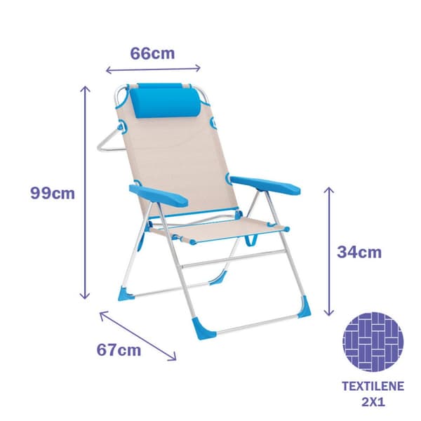 Folding Chair Marbueno Sininen Beige 67 x 99 x 66 cm